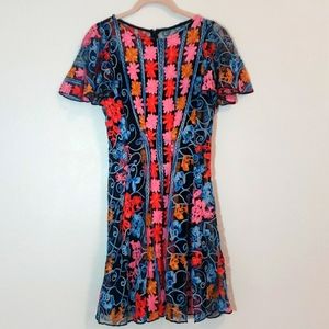Anthropologie embroidered dress floral flutter